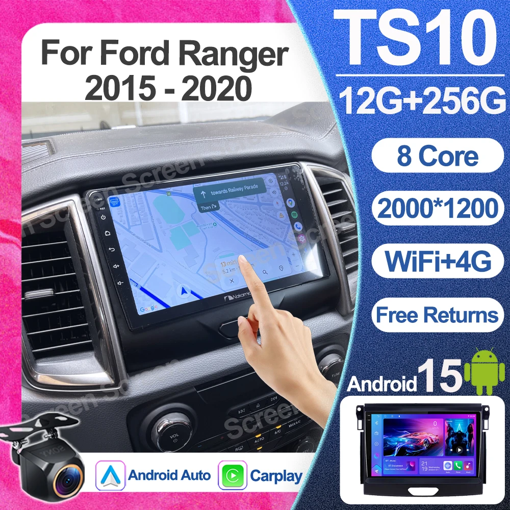 For Ford Ranger 2015 2016 2017 2018 2019 2020 GPS Multimedia Carplay Autoradio Head unit Car Radio Android 15 RDS DSP WIFI 5G