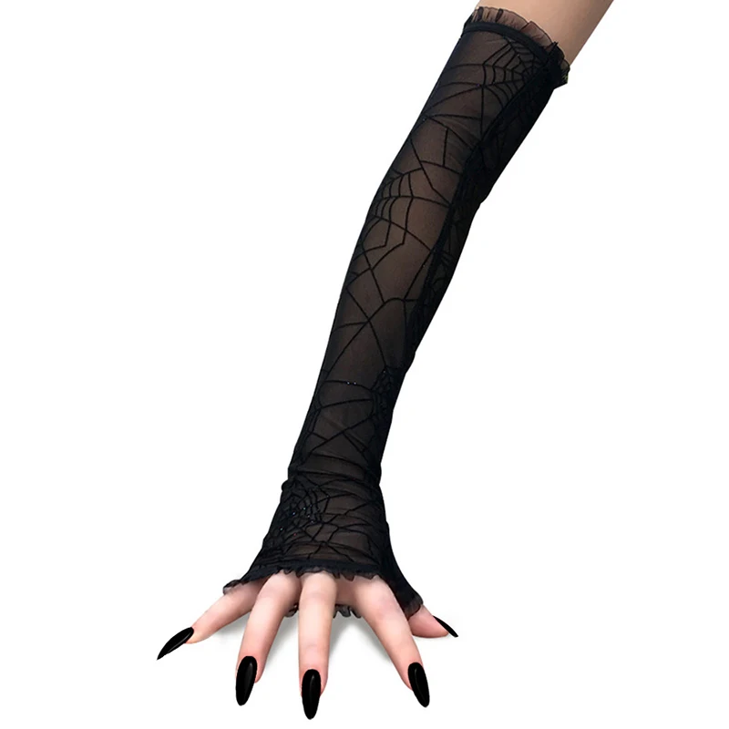 Spinnennetz-Armstulpen Handschuhe Faschingskostüm Halloween-Kostümzubehör Cosplay – Detail 7