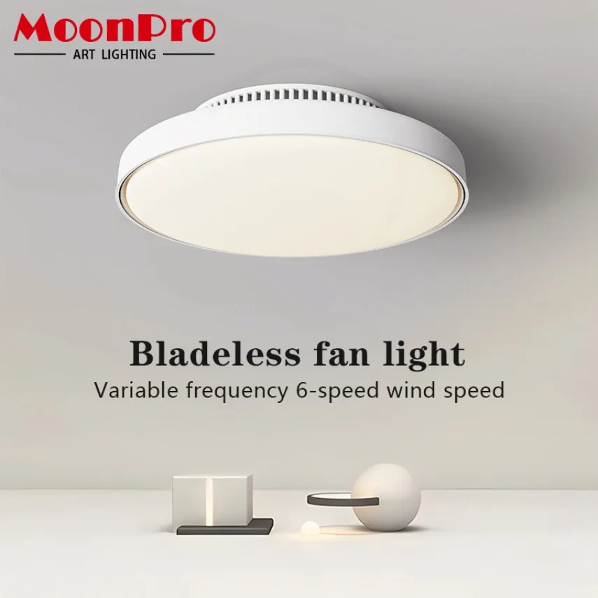 Moderno led ventiladores de teto luz silenciosa vento forte bladeless ventilador de frequência variável luz quarto estudo ventilador elétrico doméstico