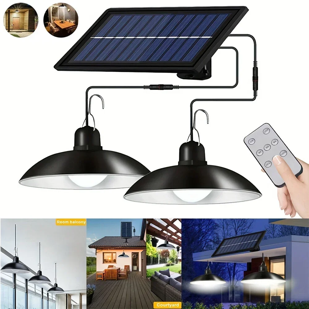 Split Solarne lampy wiszące Zewnętrzne wewnętrzne IP65 Wodoodporne diody LED z pilotem Camping Garden Dziedziniec Oświetlenie liniowe