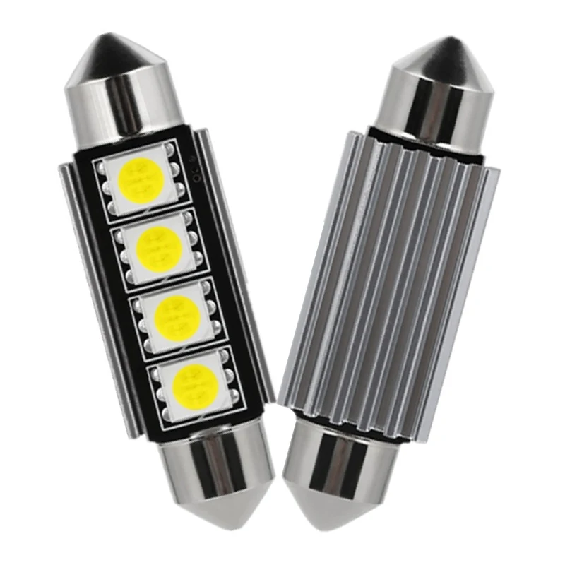 100pcs Festoon 36mm 39mm 41mm Car LED License Plate Light Bulb Auto Doom Indicator Roof Reading Lamp 4SMD 5050 White DC12V