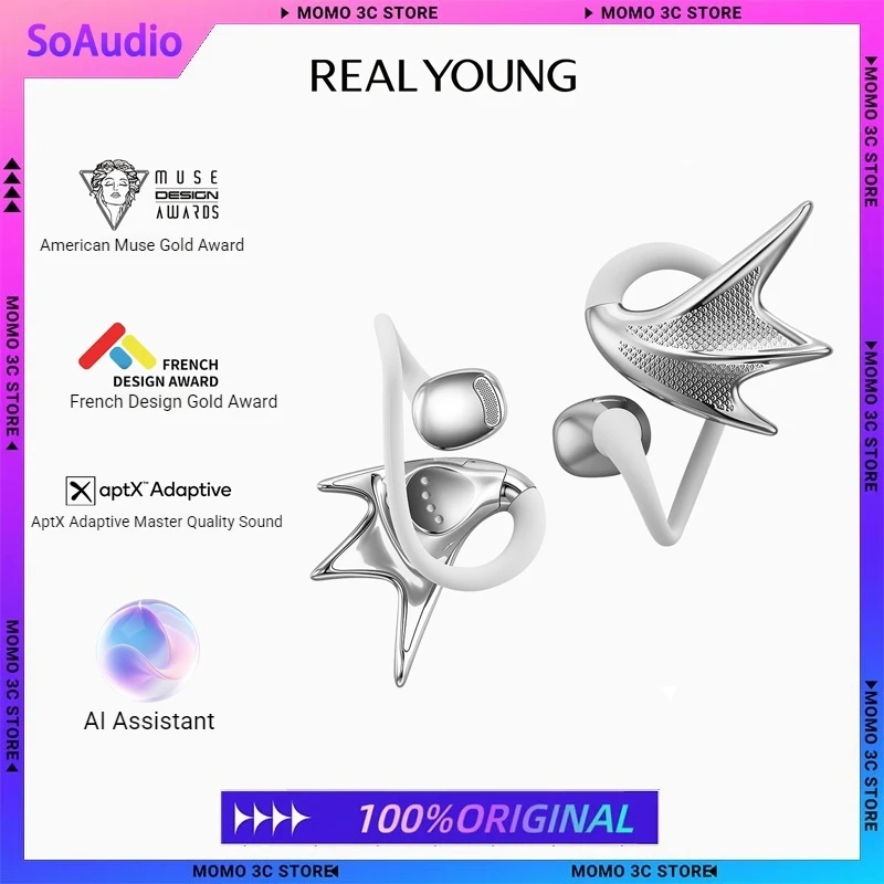 

Real YOUNG H700 JWS Elf Ear Hanging Open Wireless Bluetooth AI Наушники QCC3091 IPX7 10g AI Assistant SBC/AAC/aptX/aptX HD