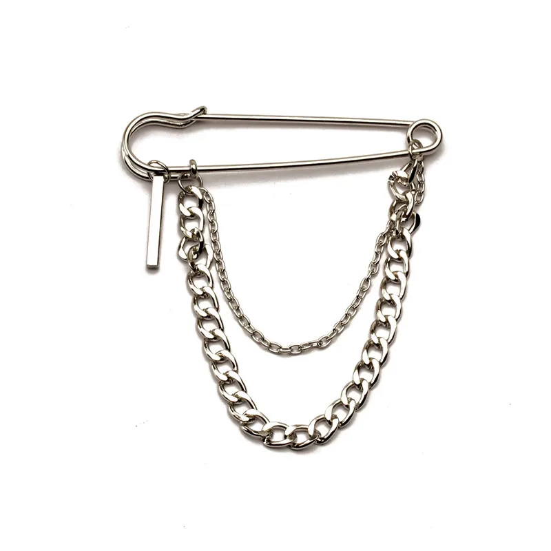 South Korea Instagram Harajuku trend cool street fashion metal men and women decorated hip hop suit jewelry chain pin