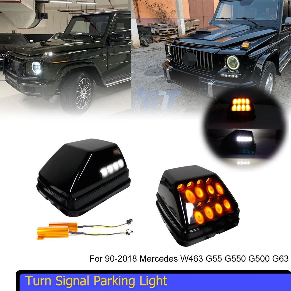 

2pcs Smoked/clear LED Turn Signal Parking Light For 90-2018 Mercedes W463 G55 G550 G500 G63
