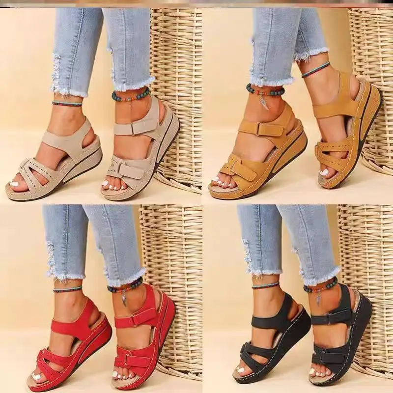 

New Round Toe Wedge Heel Fashionable Roman Sandals Breathable Comfortable One-piece Sandals Sports Lightweight Beach Sandals
