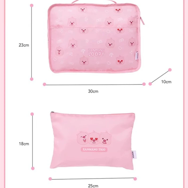 Miniso Travel 3-delige Set Zanmang Loopy Serie Kawaii Gemakkelijk Te Dragen En Op Te Slaan Make-Up Tas Schattig Verjaardagscadeau Anime Randapparaat