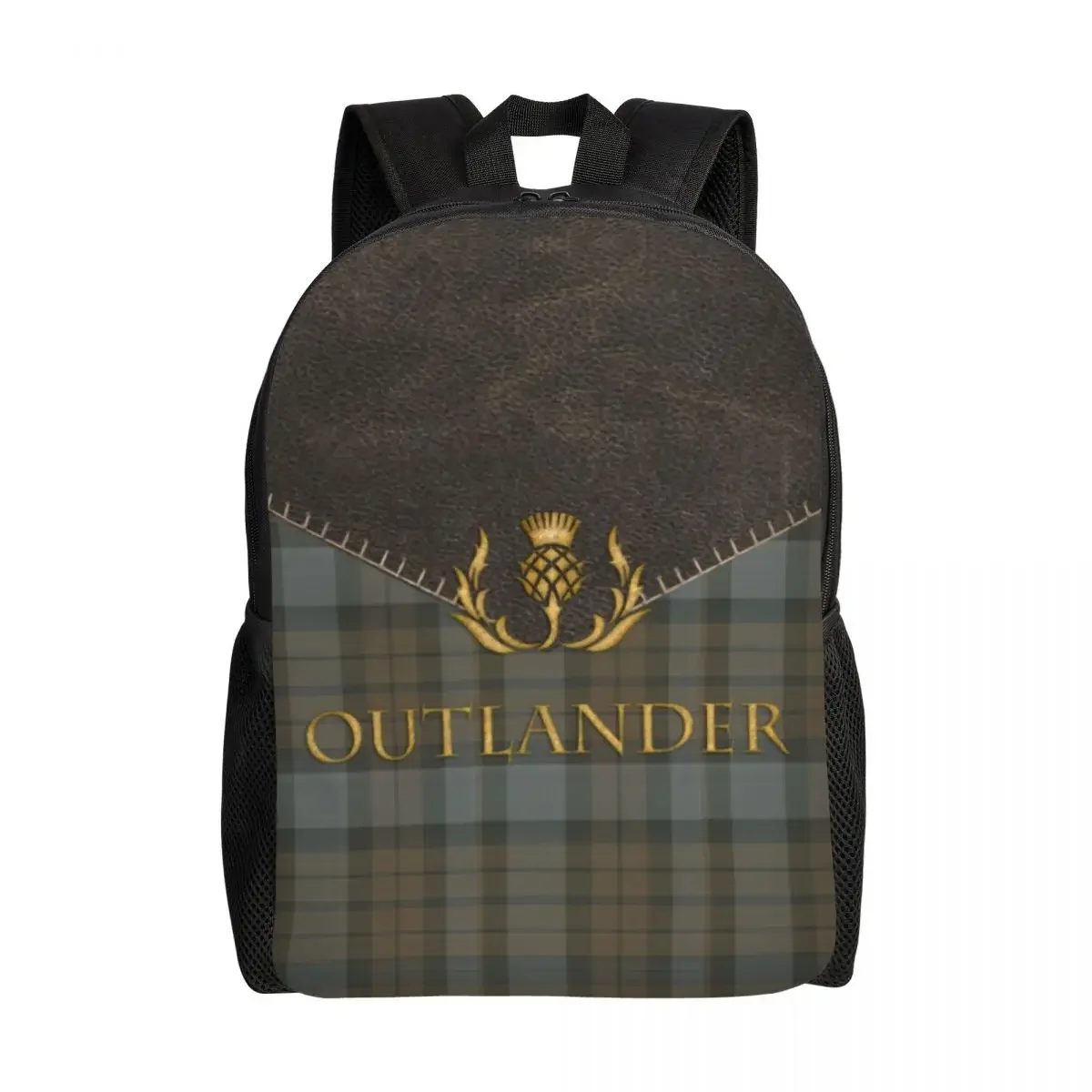 

Индивидуальные рюкзаки Outlander из кожи и тартан для мужчин и женщин, модная сумка для книг для школы, колледжа, шотландские художественные сумки