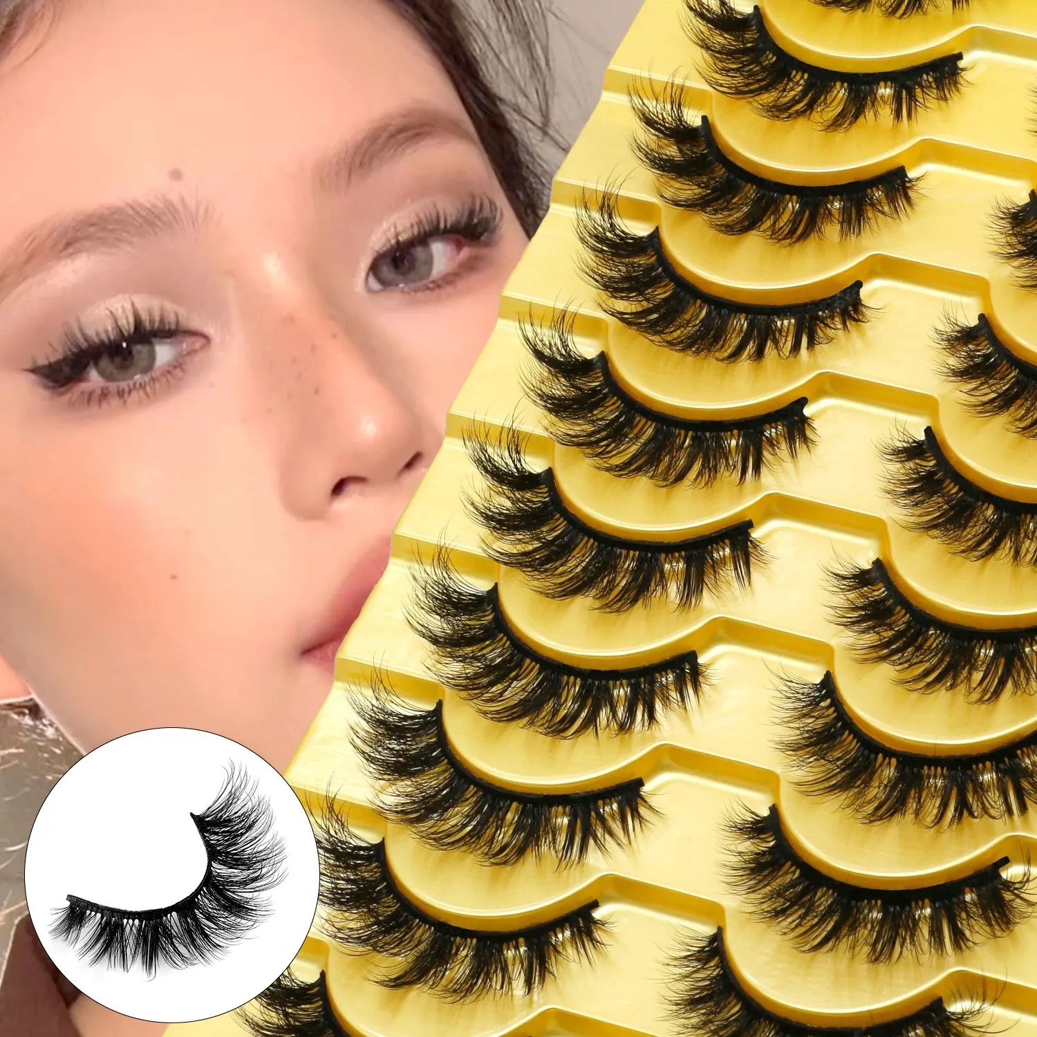 10 Pairs 3D False Eyelashes Natural Dramatic Volume Thick Long Lasting Eyelashes Extensions for Eyelash Beauty