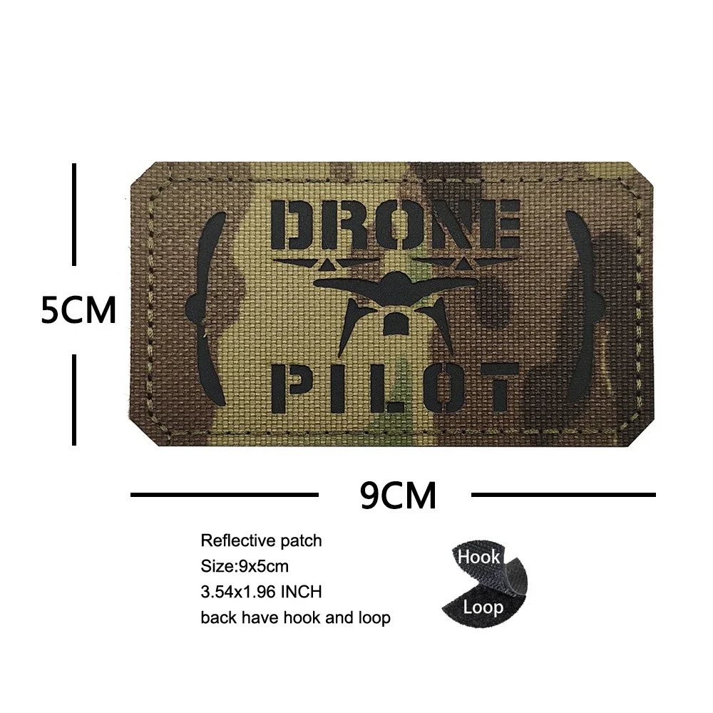 IR Reflective and Glow in The Dark Bag Accessory Badge WARNING DRONES ZONE 3D PVC Rubber Outdoor DIY Backpack Hook LoopPatch