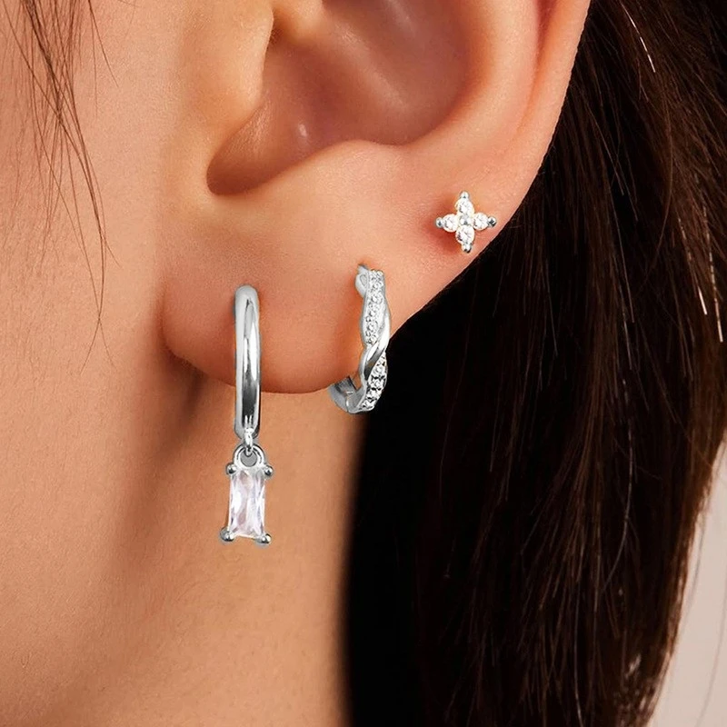 3pc Twist Huggie Earring Set for Women