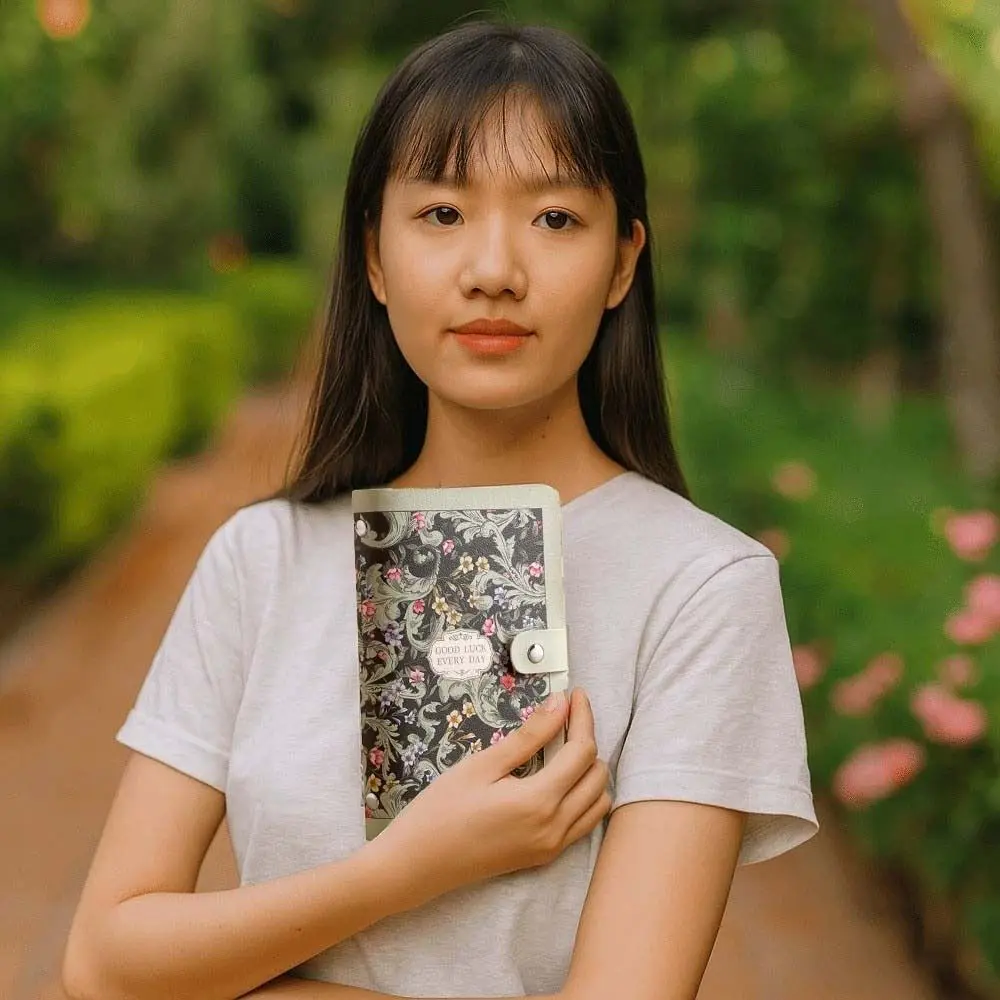 A6 Button Notebook for Money Flower Printed Anti-splash Water Cash Budget Ledger Time Organizer Academic Weekly Agenda