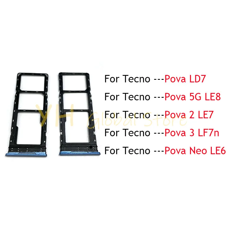 20PCS For Tecno Pova 2 3 Neo LD7 LF7 LE6 LE7 Sim Card Slot Tray Holder Sim Card Repair Parts