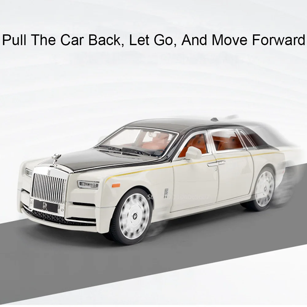 1:20 Scale Rolls-Royce Phantomของเล่นรถรุ่นโลหะผสมDiecastเสียง 6 ประตูเปิดดึงกลับของขวัญวันเกิดสําหรับเด็ก