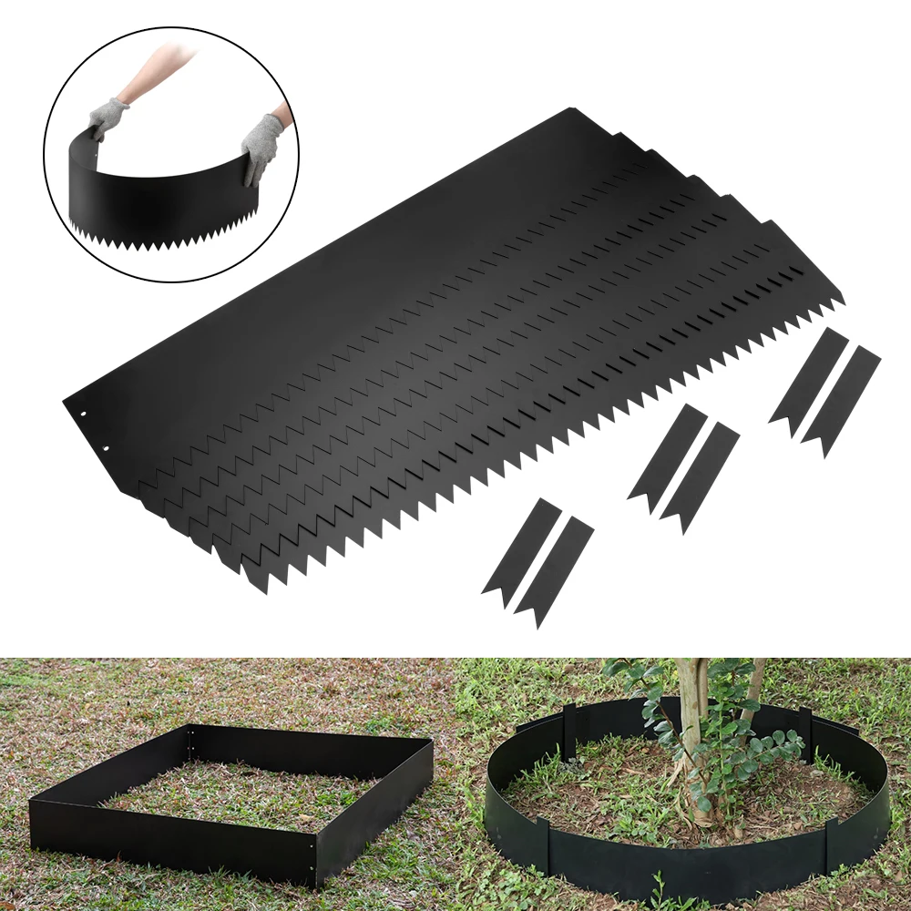 6Pcs Steel Landscape Edging Fence 40*8 inch Weather-resistant  Garden Ground Fence Guardrail Garden Railing Decorative Lawn