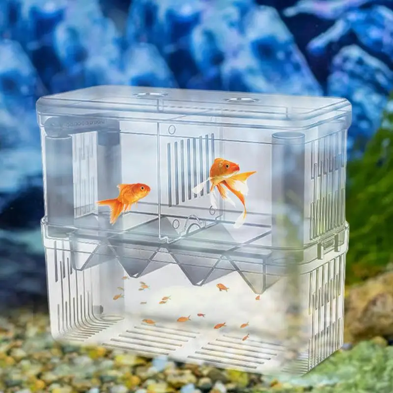 Fish Breeding Box Double-Layer Breeding Tank Hatching Incubator Transparent Suction Cup Hatching Box For Clownfish Guppy Small