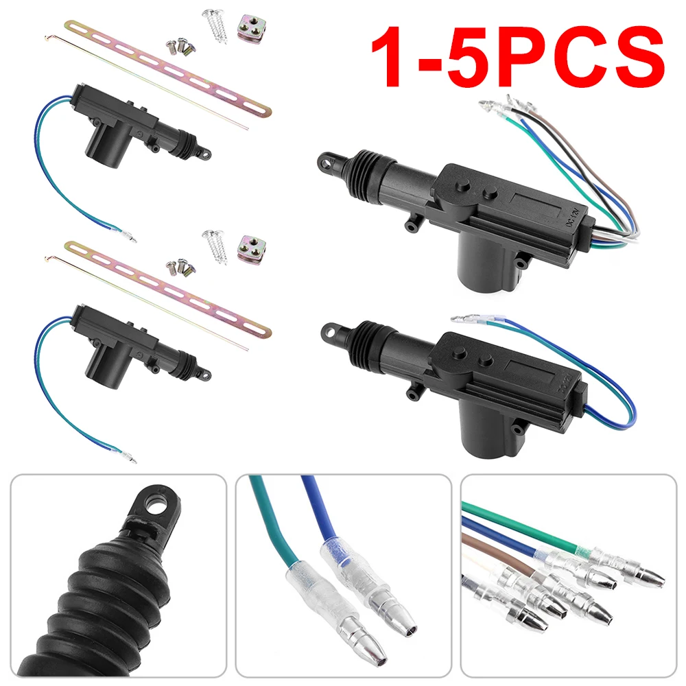 1-5pcs 12V 2/5-Wire Universal Car Door Power Central Lock Motor Kit Central Door Lock Motor Single Gun Type Solenoid Actuator