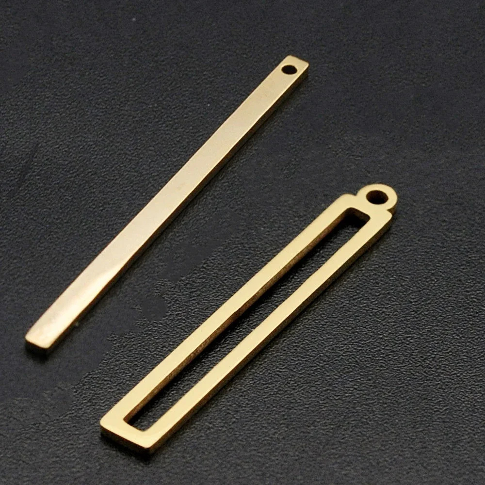 

WZNB 5Pcs Rectangle Frame Long Strip Bar Charms Stainless Steel Pendant for Jewelry Making Diy Earring Necklace Accessories