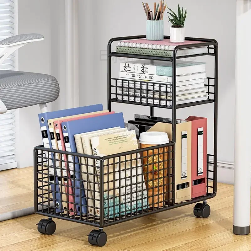 

Multifunction Trolley Shelf Office Living Room Bathroom Floor Mobile Snacks Multi-Layer Document Storage Book Shelf