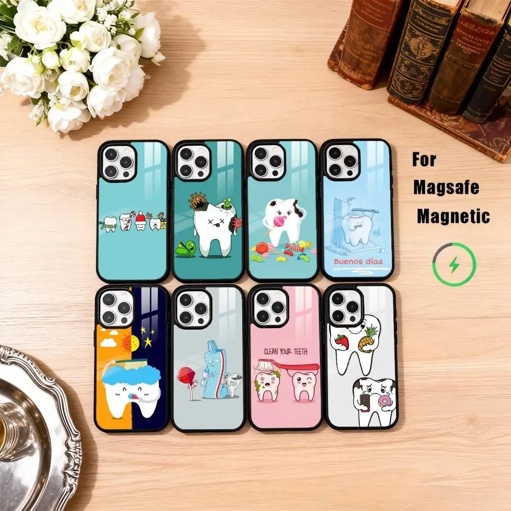 

Чехол для телефона с забавным зубом и зубами для iPhone 17,16,15,14,13,12,11 Plus, Pro Max, магнитный для беспроводной зарядки Magsafe