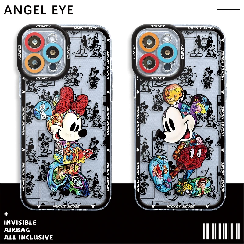 Disney Cartoon Mickey Minnie Art Clear Case For Apple iPhone 15 14 13 12 11 Pro Max 13 12 Mini XS Max XR X 7 8 6 6S Plus Cover