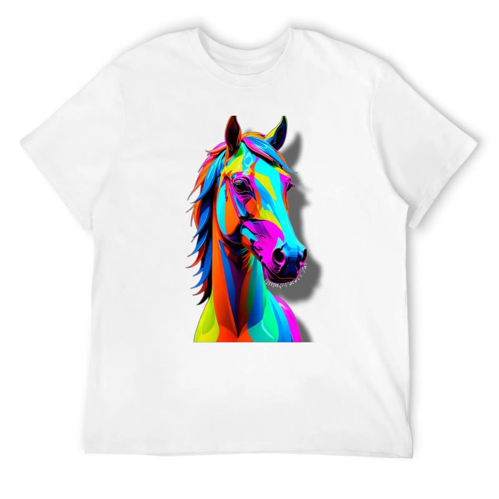 Colorful horse head teen T-Shirt Funny t-shirt Aesthetic clothing summer shirt men t shirt