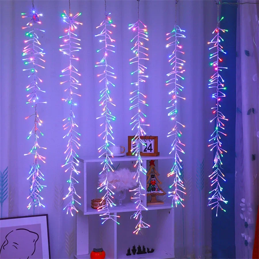 3X1M Christmas Cluster Icicle Light Outdoor Garland Window Curtain String Light 600 LED Firecrackers String Light for Tree Decor