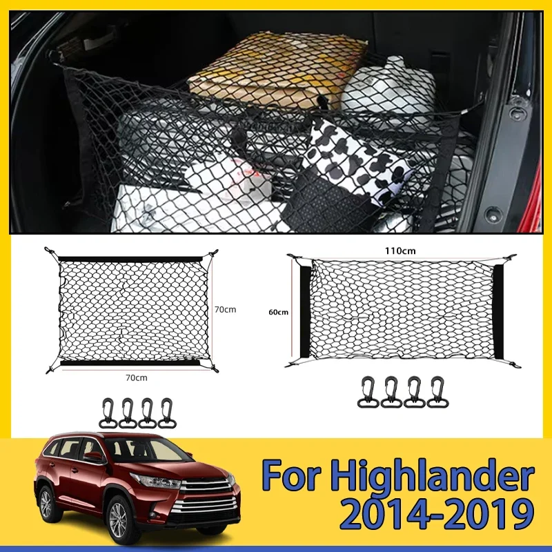 

For Toyota Highlander Kluger XU50 2014-2019 2015 Car Trunk Net Boot Luggage Mesh Nylon Bag Storage Rear Back Cargo Accessories