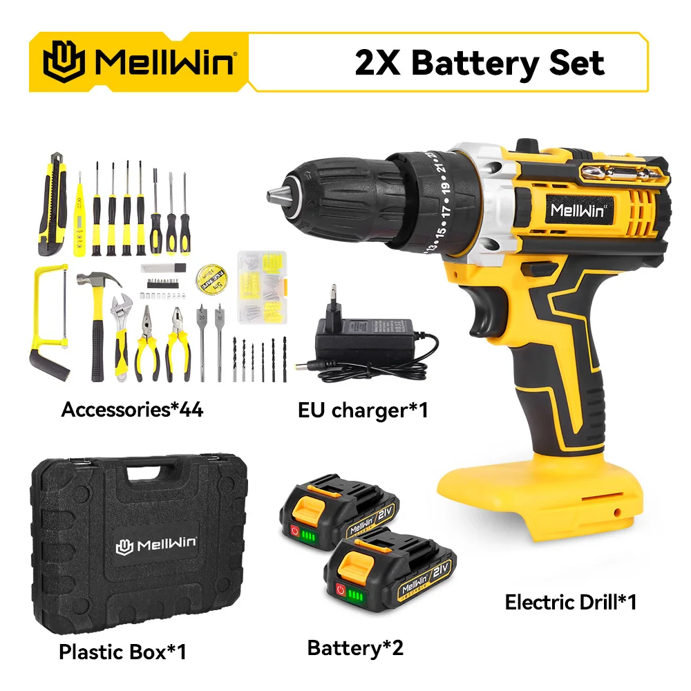 MELLWIN 25 + 3 Drehmoment Elektrische Schlagbohrmaschine 2 Geschwindigkeit Einstellbar Akkuschrauber Elektrowerkzeug Für Makita 18 V Batterie Pin