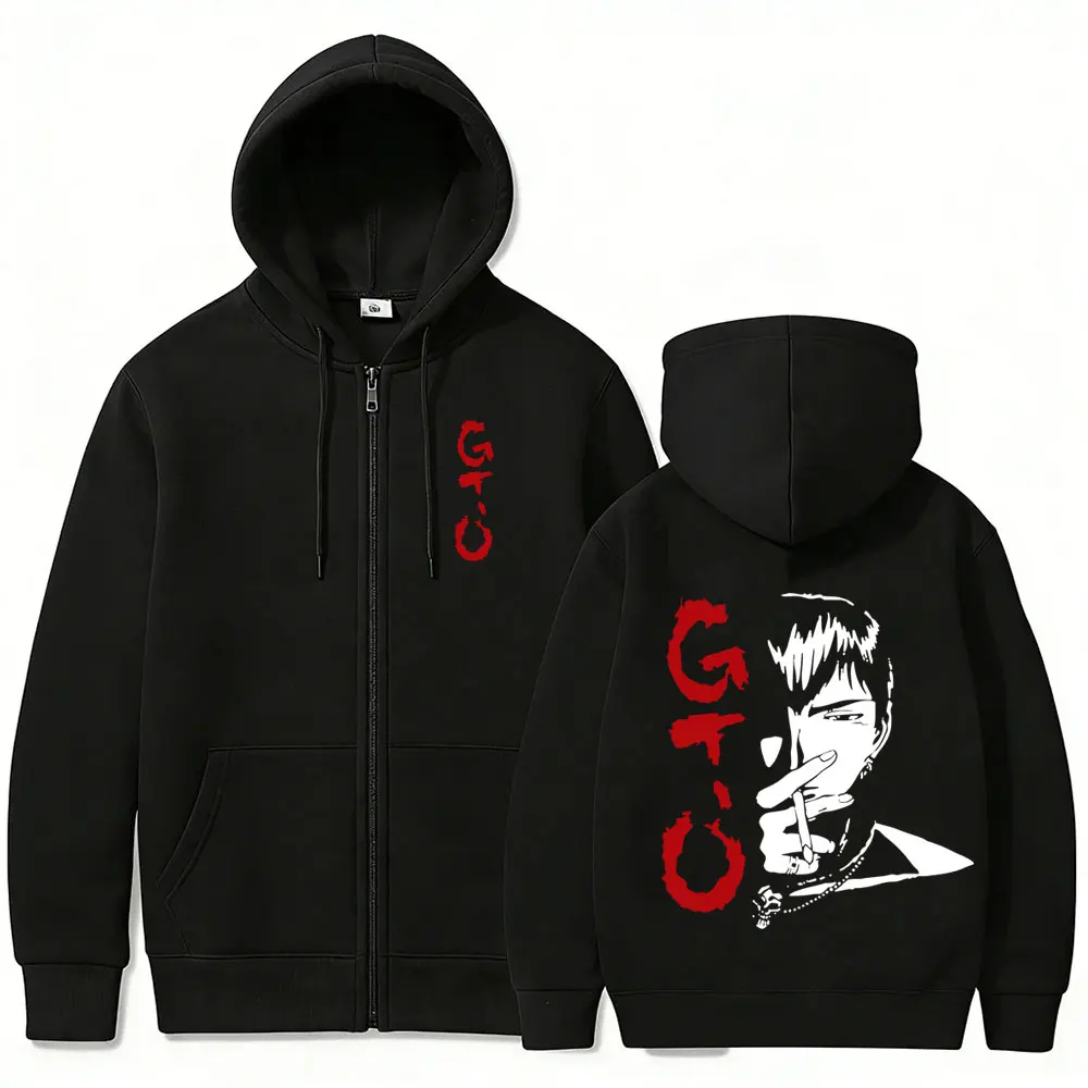 Anime Great Teacher Onizuka GTO Eikichi Onizuka Face Graphic Zipper Hoodie Herren Damen Vintage Oversized Manga Zip Up Jacke Mantel – Detail 3