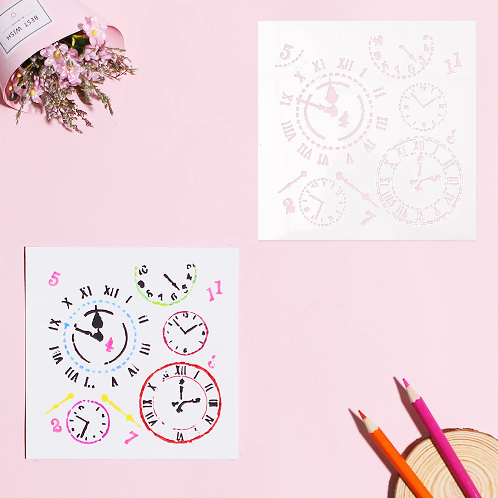 8 個の中空描画ステンシル耐久性のある再利用可能なペット素材子供用 DIY ペイントテンプレート黒板アートクラフトプロジェクト