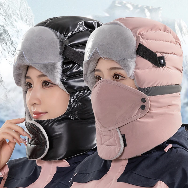 Winter Warm Cap Men Women Ski Soft Ear Flap Cap Thicken Ski Hats Outdoor Riding Electric Bike Warm Ear Protection Sleeve XA1LL