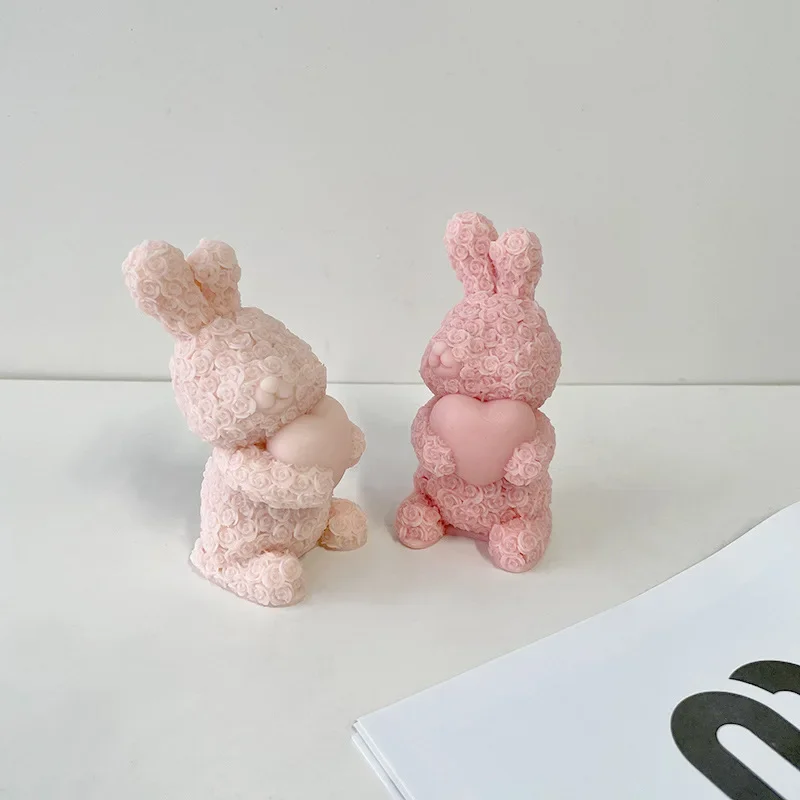 

Rabbit Candle Silicone Mold Rose Bunny Mold DIY Handmade Aromatherapy Valentine's Day Plaster Mold