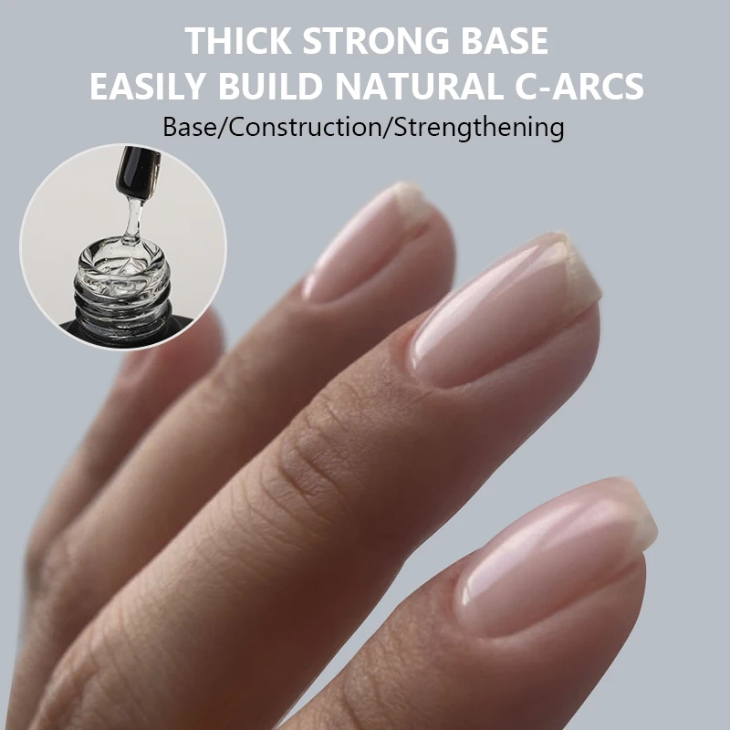 MSHARE 500g Thck Strong Base Nails Base Coat Reinforcement Self Leveling Alignment Nail Apex Build C-Curve Strengthen Soak Off