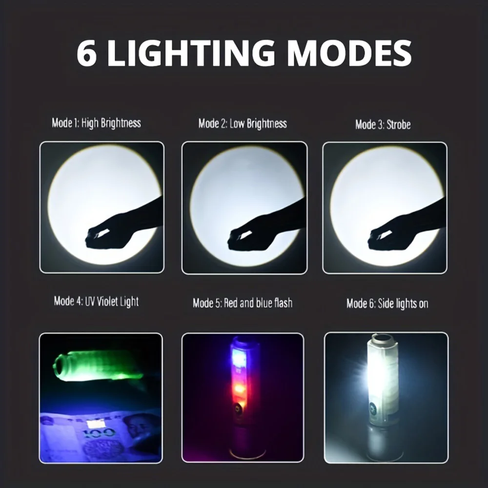 Mini LED Flashlight USB Rechargeable Torch Strong Magnetic Pen Clip Lantern Zoom Optional Portable Lamp Camping Hiking Torch