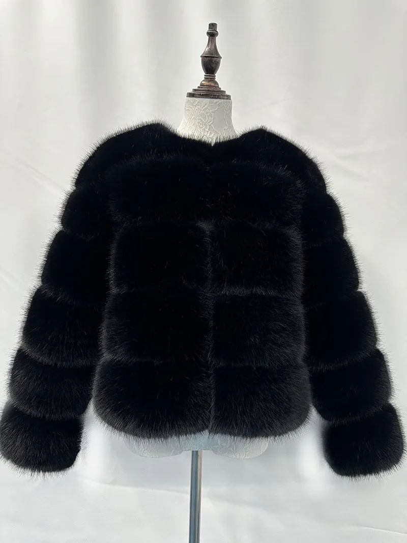 Women\'s Fashion faux fur coat super hot Autumn Winter women Faux fox fur fluffy jacket high quality Ladies furry coats