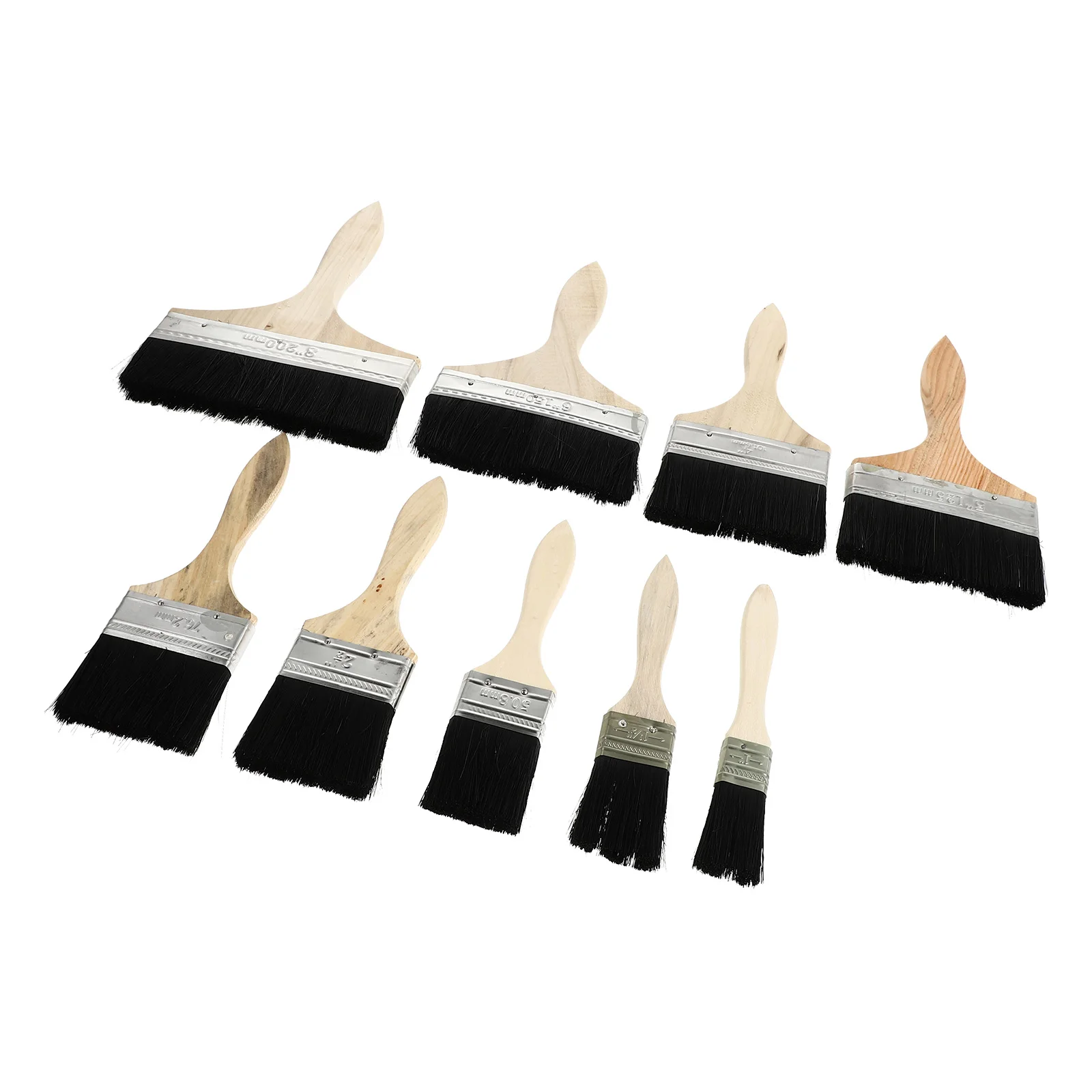 

9pcs Paint Brush Reusable Pig Hair Canvas Oil Painting Multifunction Crafts Heat Resistant Grilling Soft Handle Wooden
