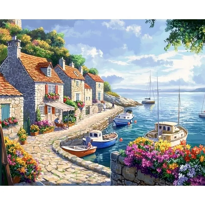 

RUOPOTY Painting By Number For Adults Jungle Scenery Diy Crafts Handmade Wall Art Picture For Home Decors