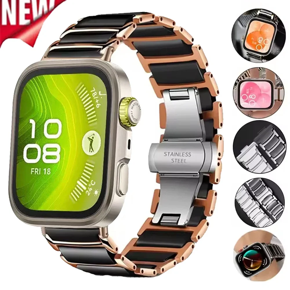 Keramik + Metallarmband für Huawei Watch Fit 4 Pro Armband für Huawei Watch Fit 3 4, bequemes Armband Correa-Zubehör