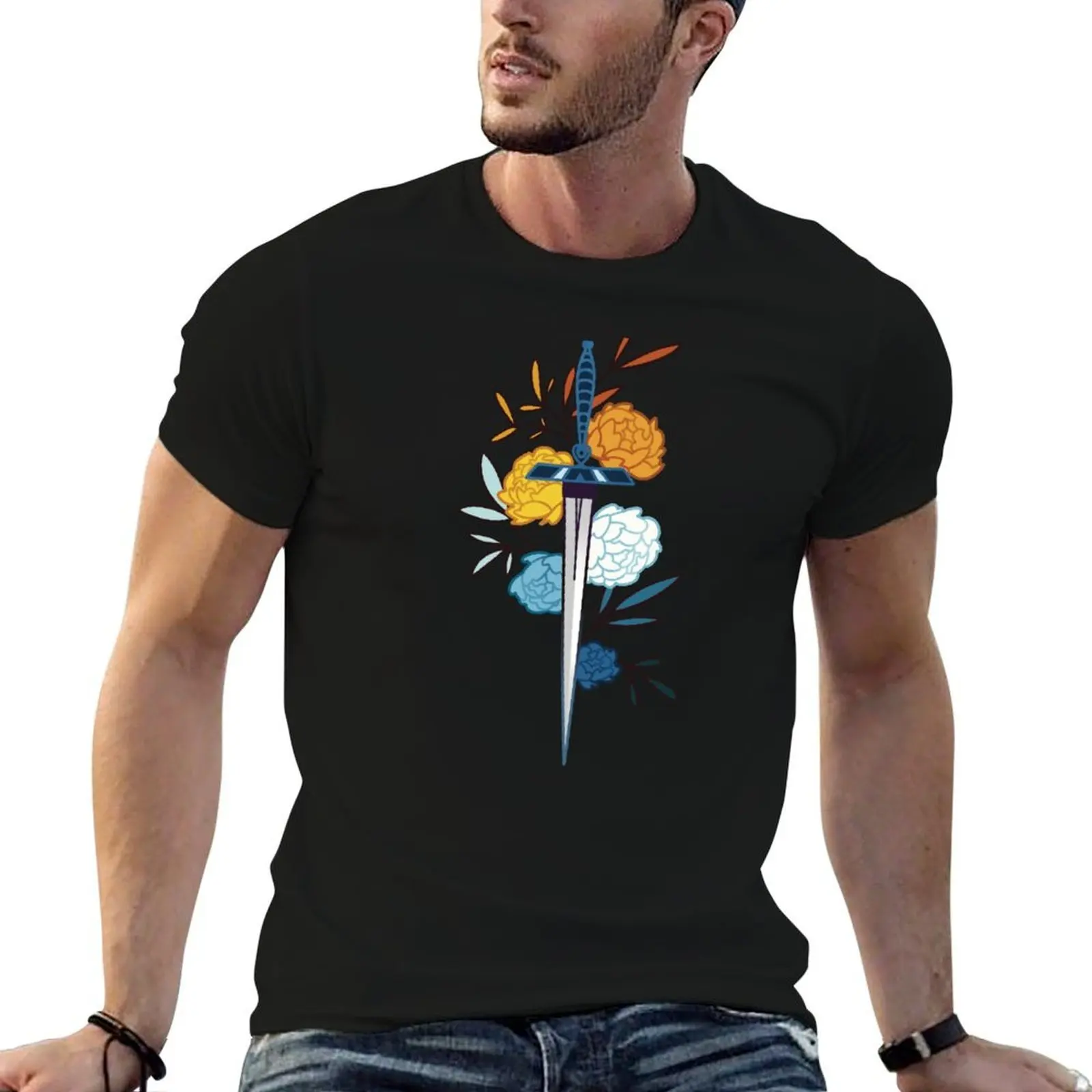 floral aroace sword ? subtle pride flag T-Shirt anime tshirt funny t shirts man t shirt men 100% cotton luxury brand T-shirt