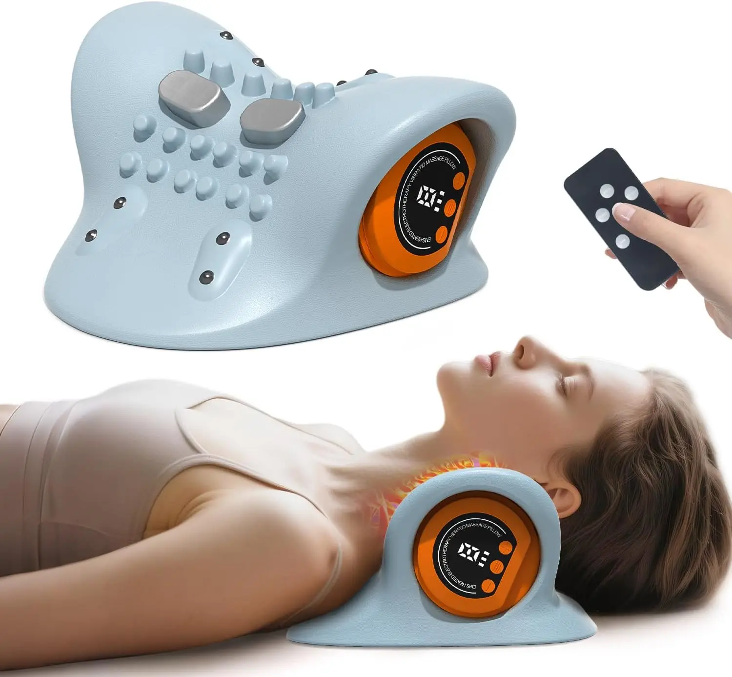 

Neck massager electric Neck Cervical Traction Massager Vibration Kneading Massage Pillow Ergonomic Head Pillow Home Relax Tools