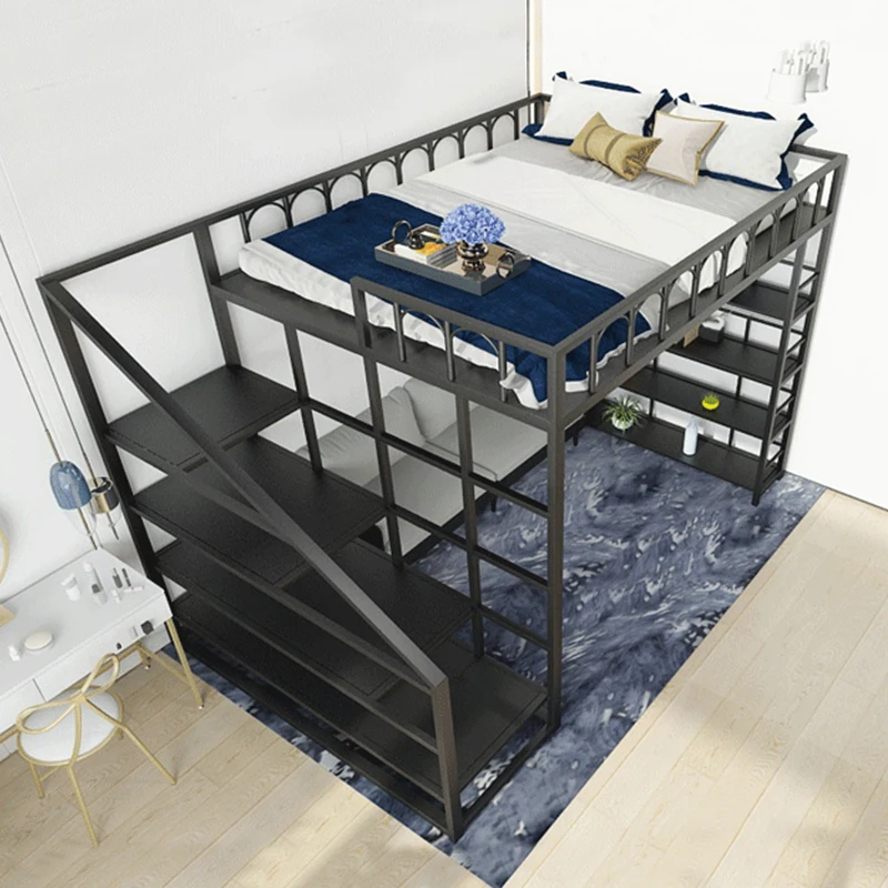 

European style iron bed, duplex second floor bed, apartment loft multifunctional elevated floor space, small apartment