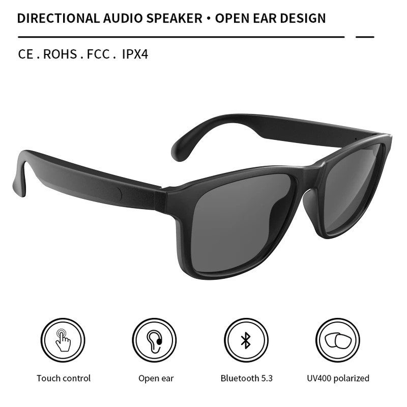 Smart Glasses Bluetooth 5.3 Earphones Wireless Headset Headphone UV400 Polarized Open Ear Toucn Contrl Music Eyeglassess