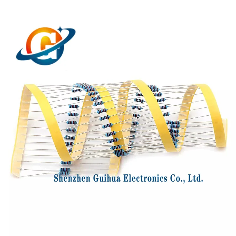 100pcs  1/4W Metal film resistor 1% 1K 1.1K 1.2K 1.3K 1.5K 1.6K 1.8K 2K 2.2K 2.4K 2.7K 3K 3.3K 3.6K 3.9K 4.3K 4.7K 5.1K 5.6K ohm