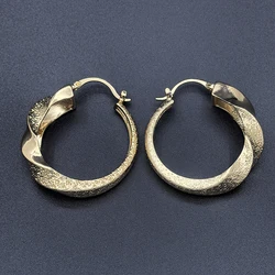 Hoop Earrings For Women Gold Plated Copper Geometric Round Glitter earring Jewelry Daily Wear Gifts