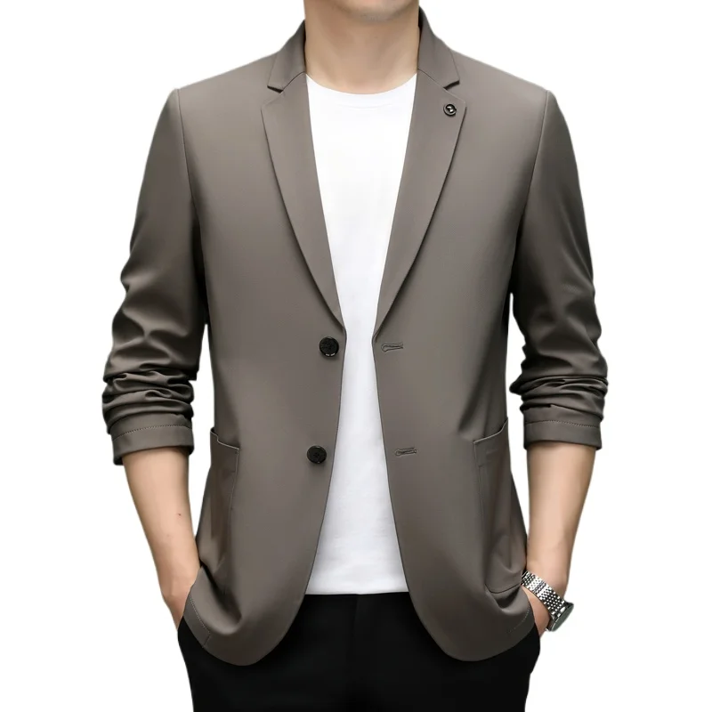 

2025 New Spring/Autumn Khaki Business Gentleman's Blazer for Men, Blue/Navy Blue Men's Casual Suit Jacket, Asian Sizes M-4XL