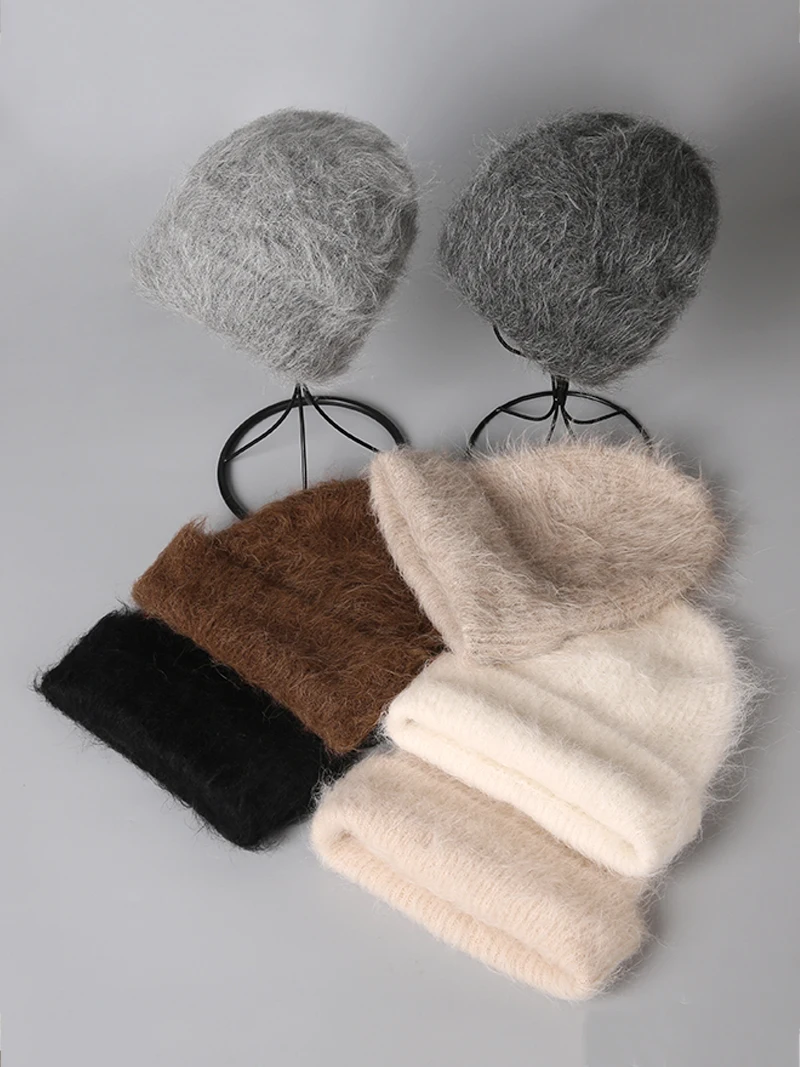 

Модернизированная вязаная шапка высшего качества из 78% шерсти альпаки, зимняя пушистая шапка унисекс, русские теплые вязаные шапки