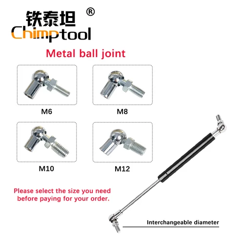 Imagen 2 del producto Resorte de Gas de junta esférica de Metal, amortiguador Universal, soporte de elevación hidráulica, barra de puntal para cama, muebles de coche, puede personalizar, 1 ud.
