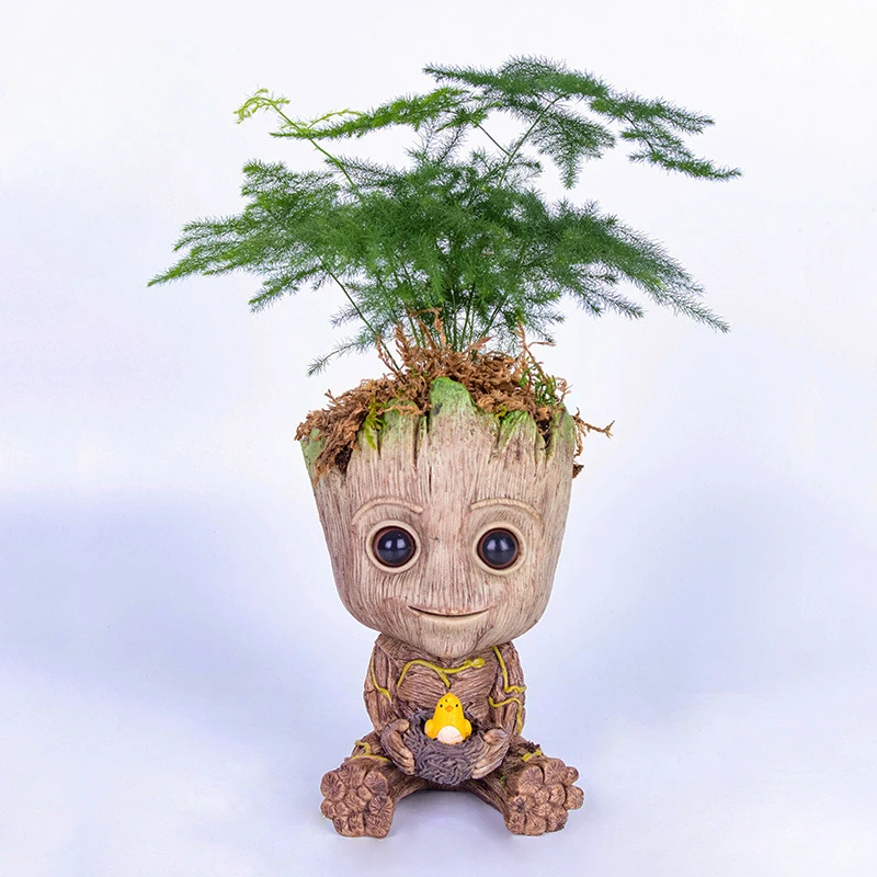 Marvel vengadores Groot Mini figura portalápices maceta Anime juguetes figura de acción sentado Groot Navidad niños juguetes regalos