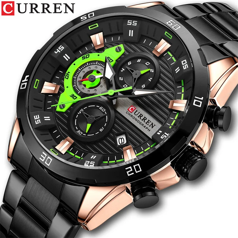 CURREN 8402 Top Brand Luxury Men Business Waterproof Watches Fashion Stainless Steel Band Male\'s Quartz Watch Boy Clock