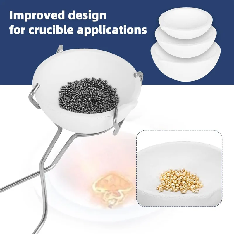 3 Pcs  Quartz Crucible Dish Cup With Whip Tongs Handle Melting Gold Silver Copper  Crucible For Metal